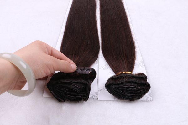 18″ Silky Straight Clip In Hair Extensions Dark Brown 2 Blessing Hair And Beauty 