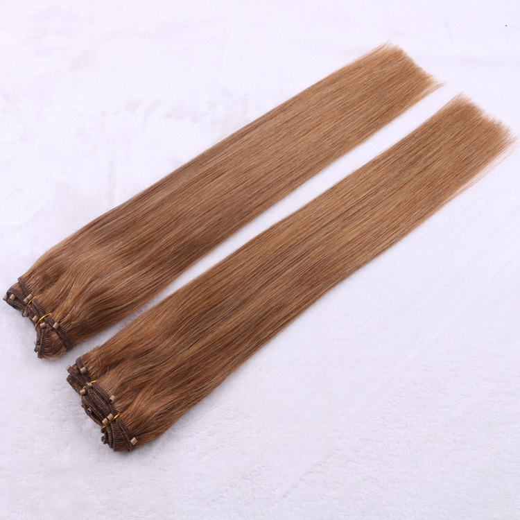 18″ Silky Straight Micro Bead Ez Weft Hair Extensions Light Chestnut Brown 8 Blessing Hair 